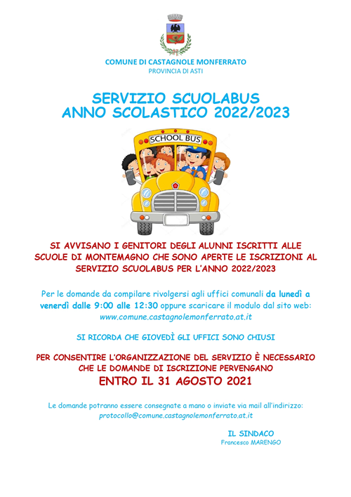 SERVIZIO SCUOLABUS ANNO SCOLASTICO 2022/2023